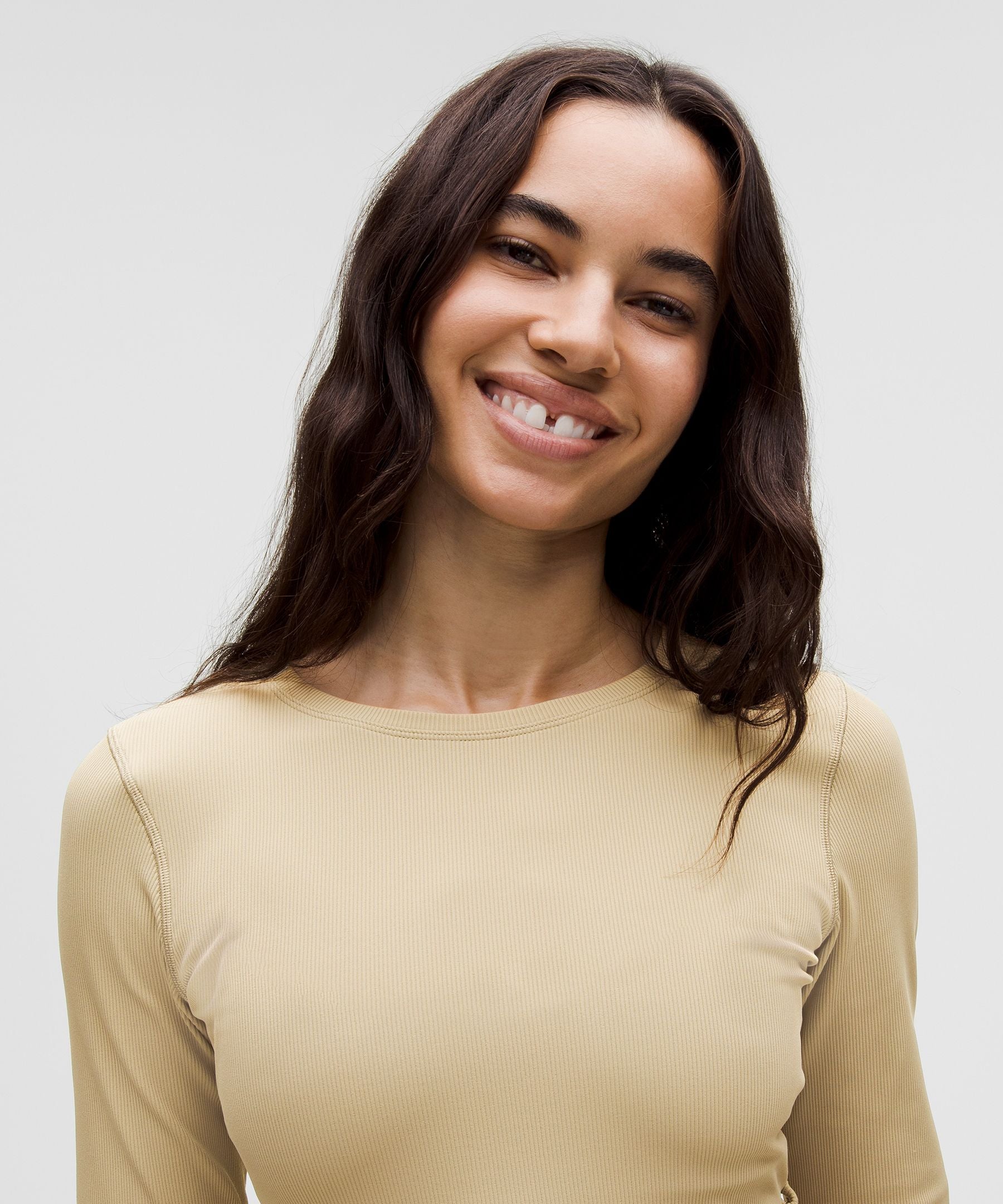 Lululemon Women's Logo Charm Ribbed Waist-Tie Long-Sleeve Shirt