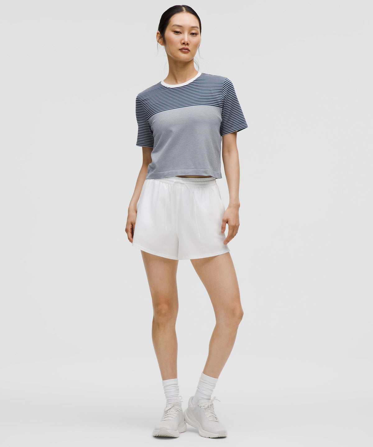 Lululemon Women's Seamless Classic-Fit Mariner Stripe Cropped T-Shirt