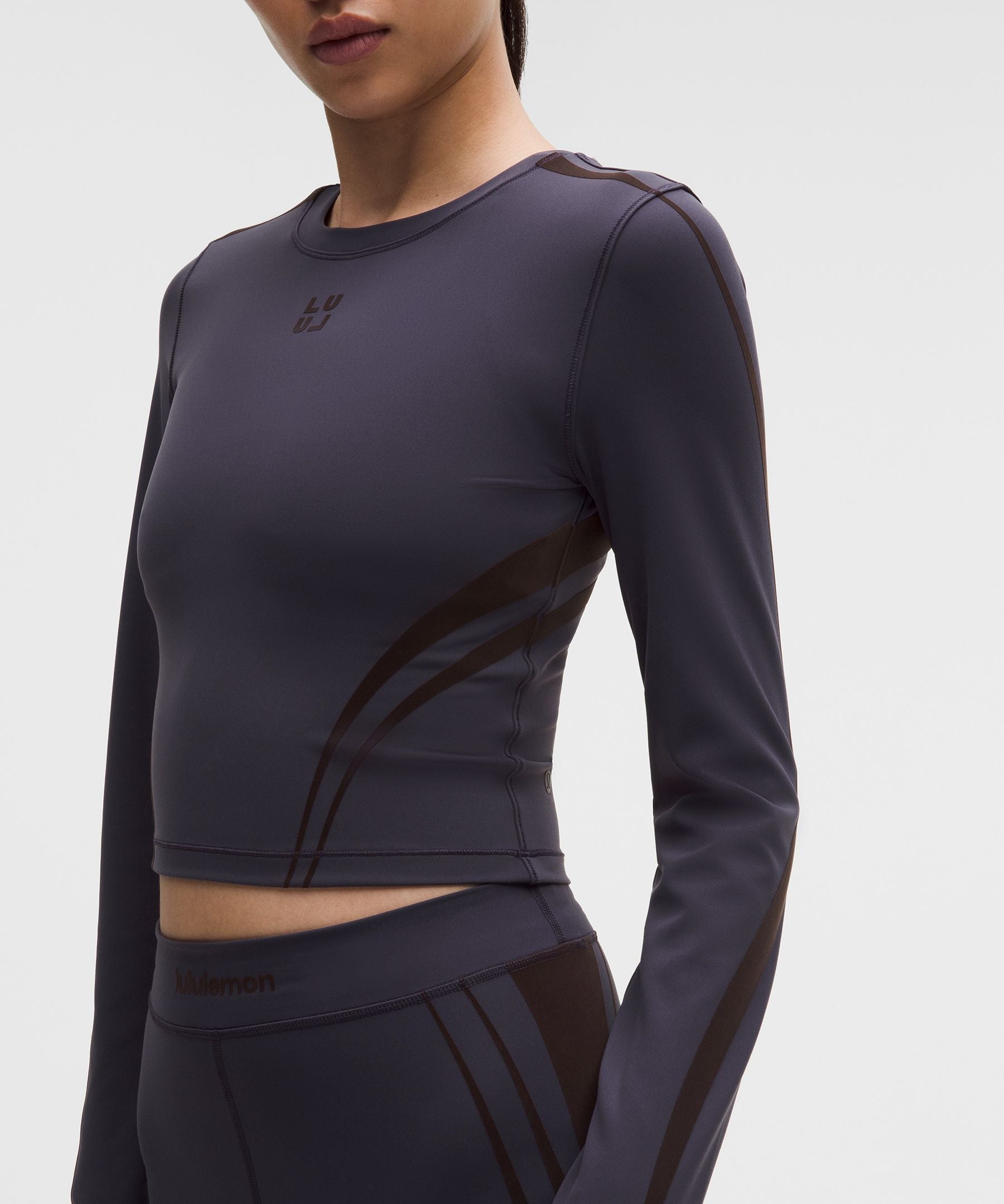 Lululemon Women's Wunder Train Cropped Long-Sleeve Shirt *Flocked