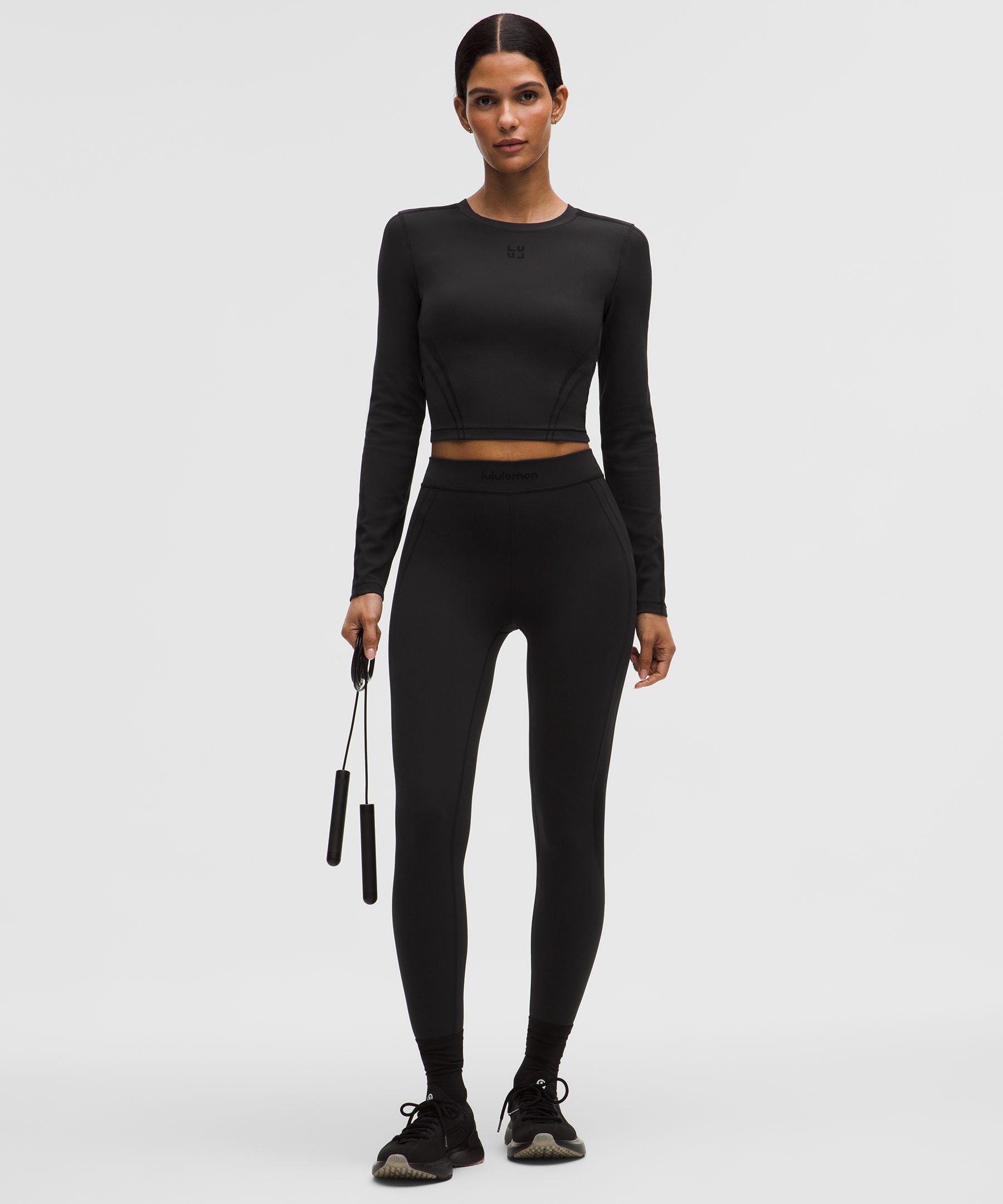 Lululemon Women's Wunder Train Cropped Long-Sleeve Shirt *Flocked
