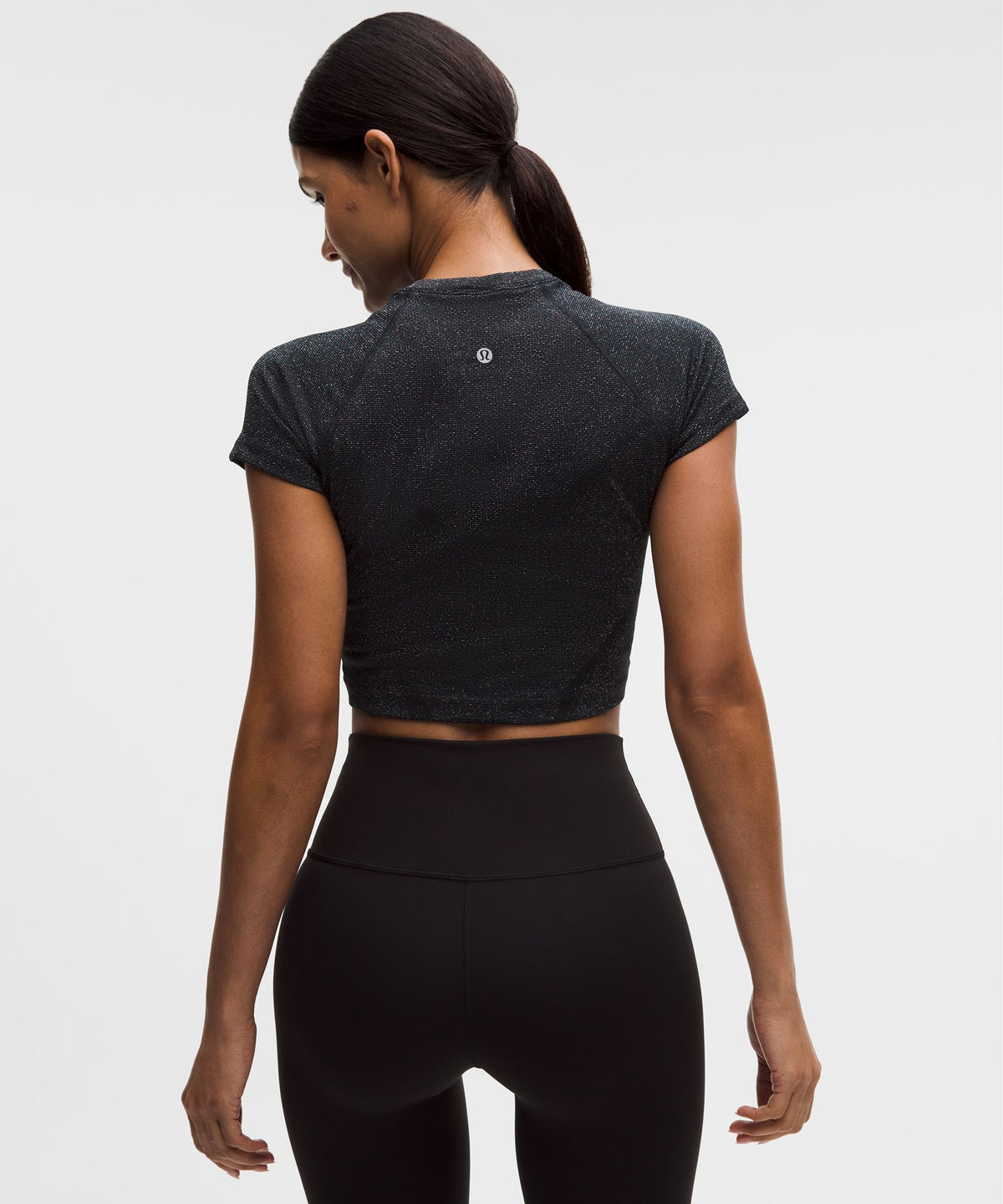 Lululemon Women's Swiftly Tech Cropped Short-Sleeve Shirt 2.0 *Sparkle