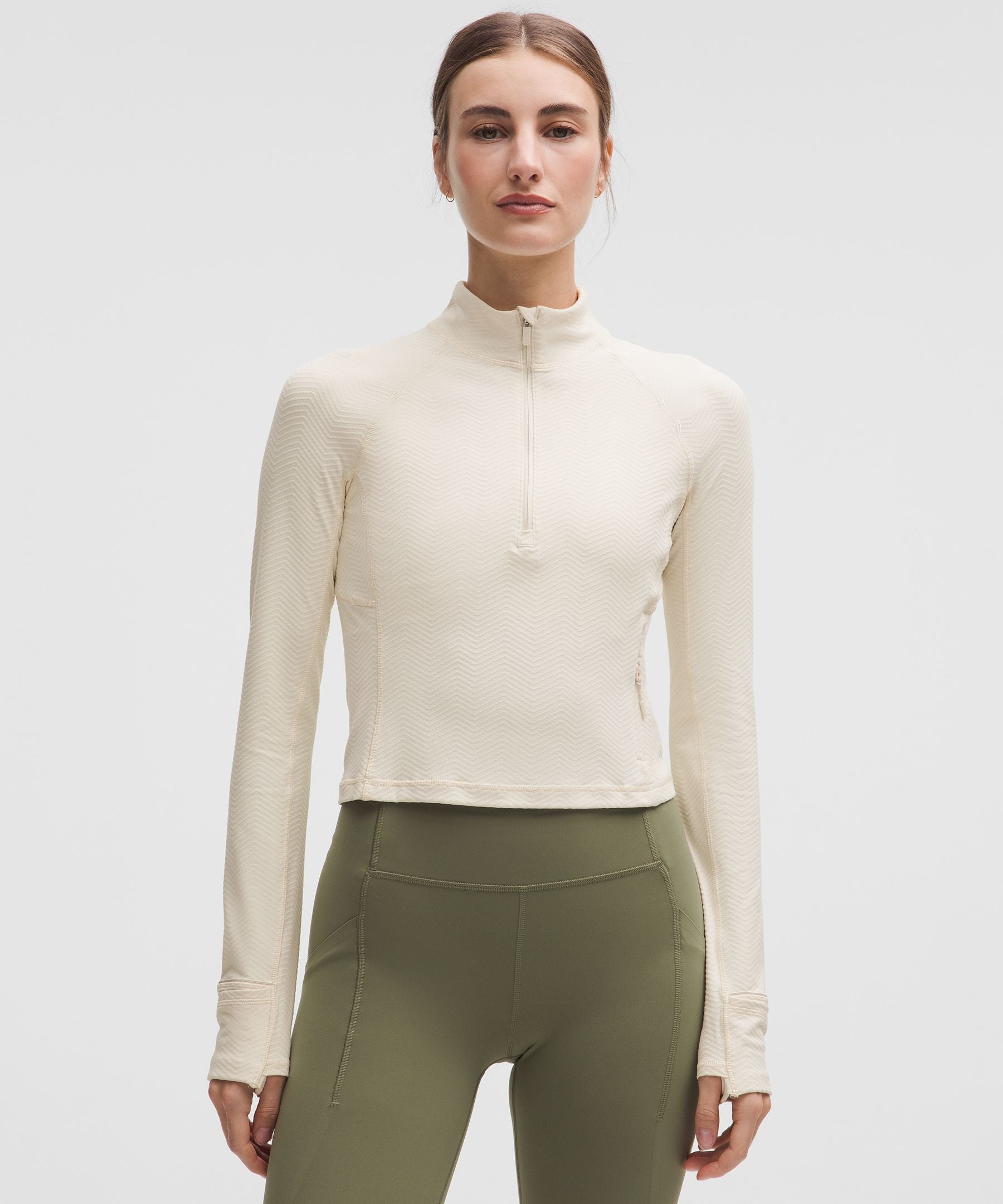 ルルです Lululemon Women's It's Rulu Cropped Half Zip *Chevron Updated