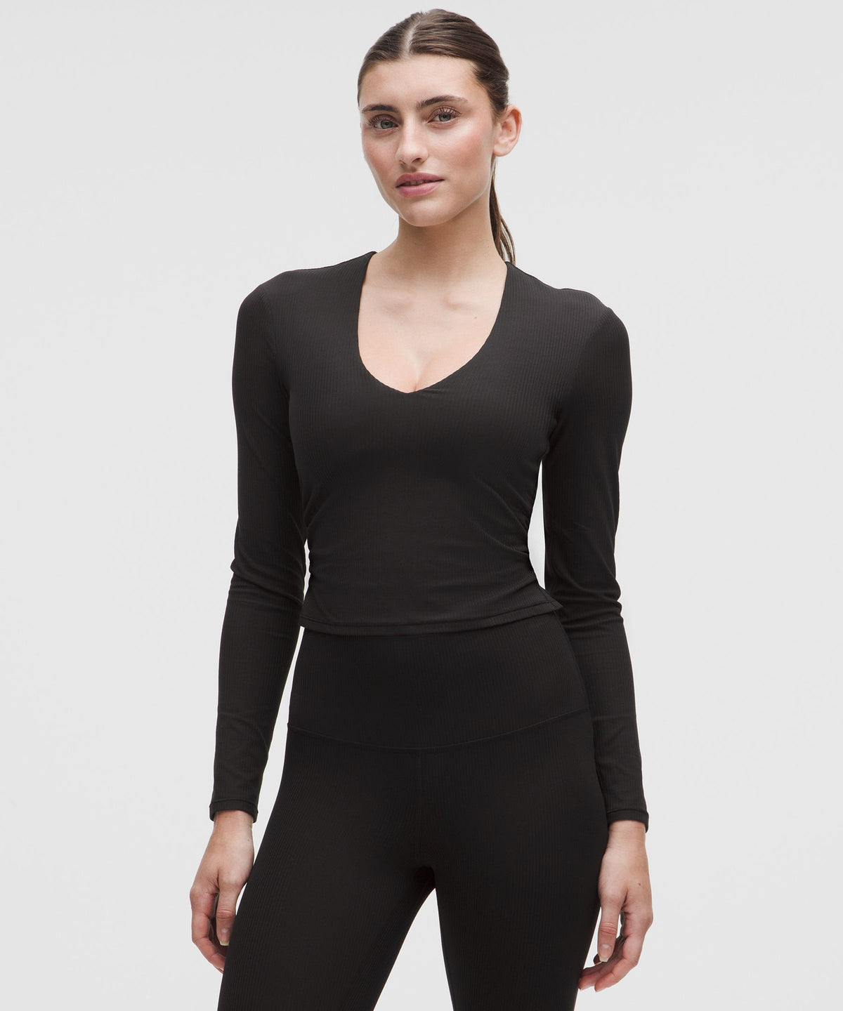 Lululemon Women's All It Takes Ribbed Nulu V-Neck Long-Sleeve Shirt *B-D Cups