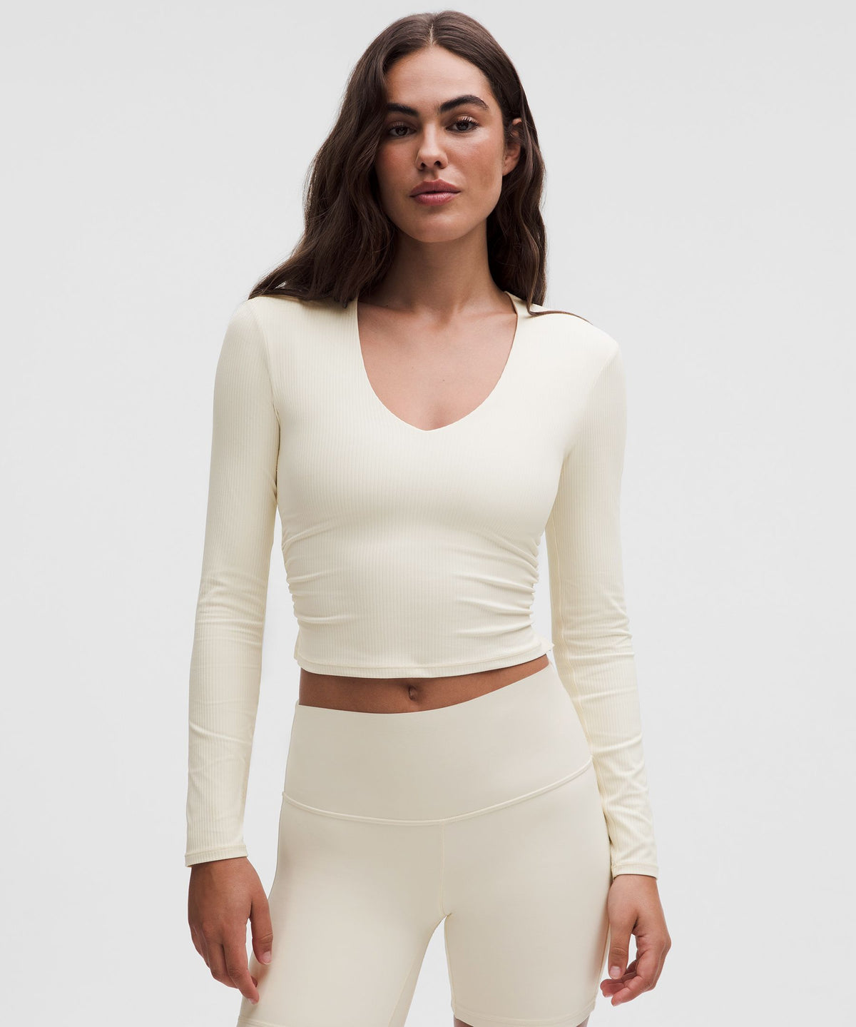 Lululemon Women's All It Takes Ribbed Nulu V-Neck Long-Sleeve Shirt *B-D Cups