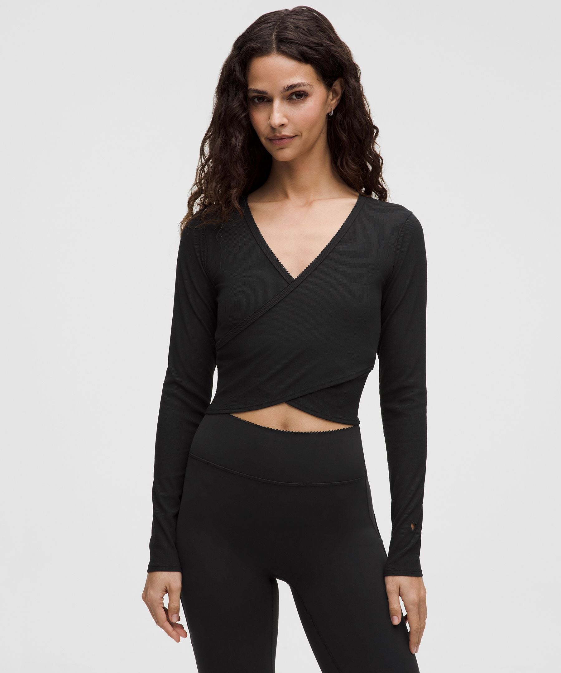 Lululemon Women's Nulu Ribbed Wrap-Front Long-Sleeve Shirt *Heart