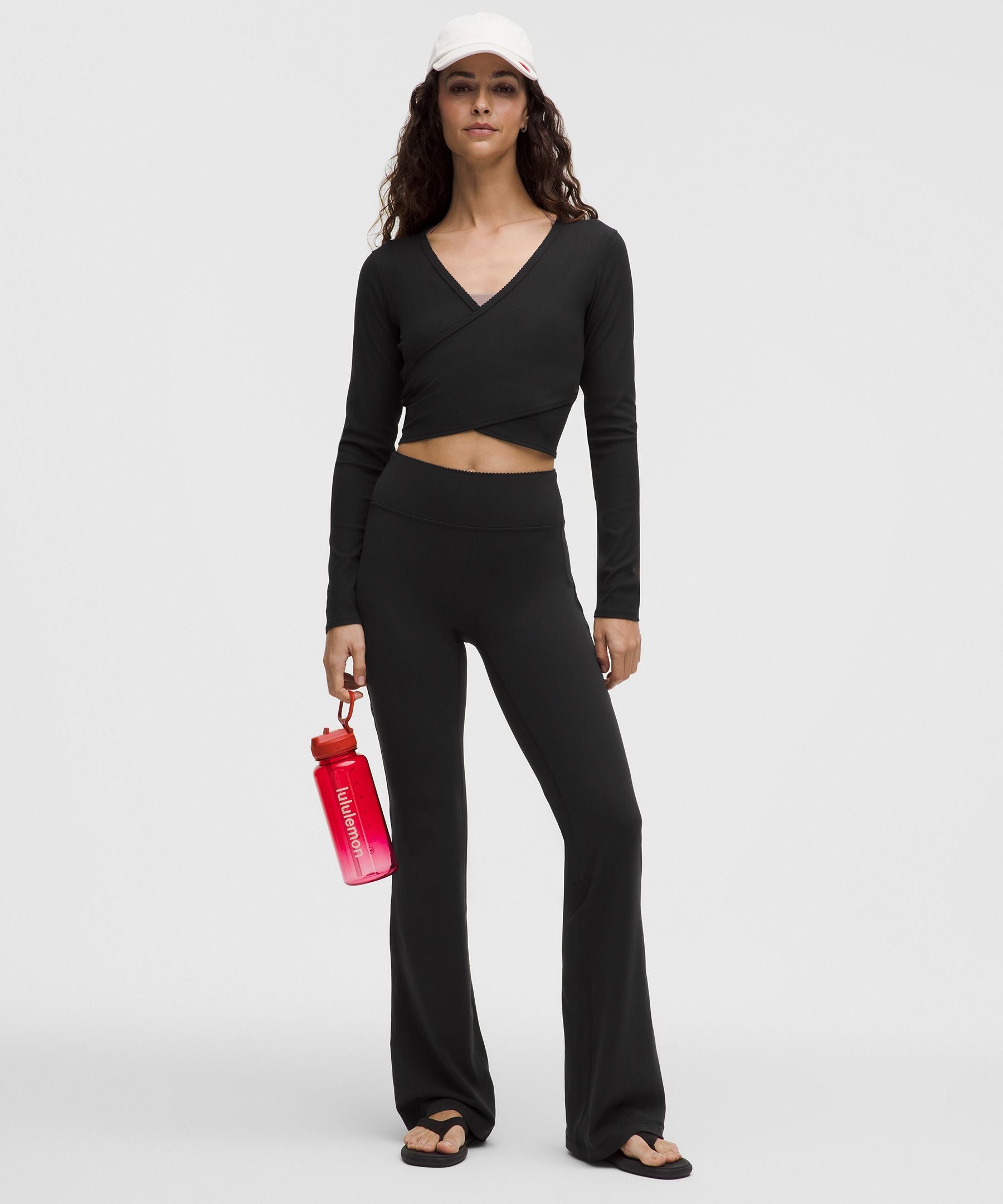 Lululemon Women's Nulu Ribbed Wrap-Front Long-Sleeve Shirt *Heart