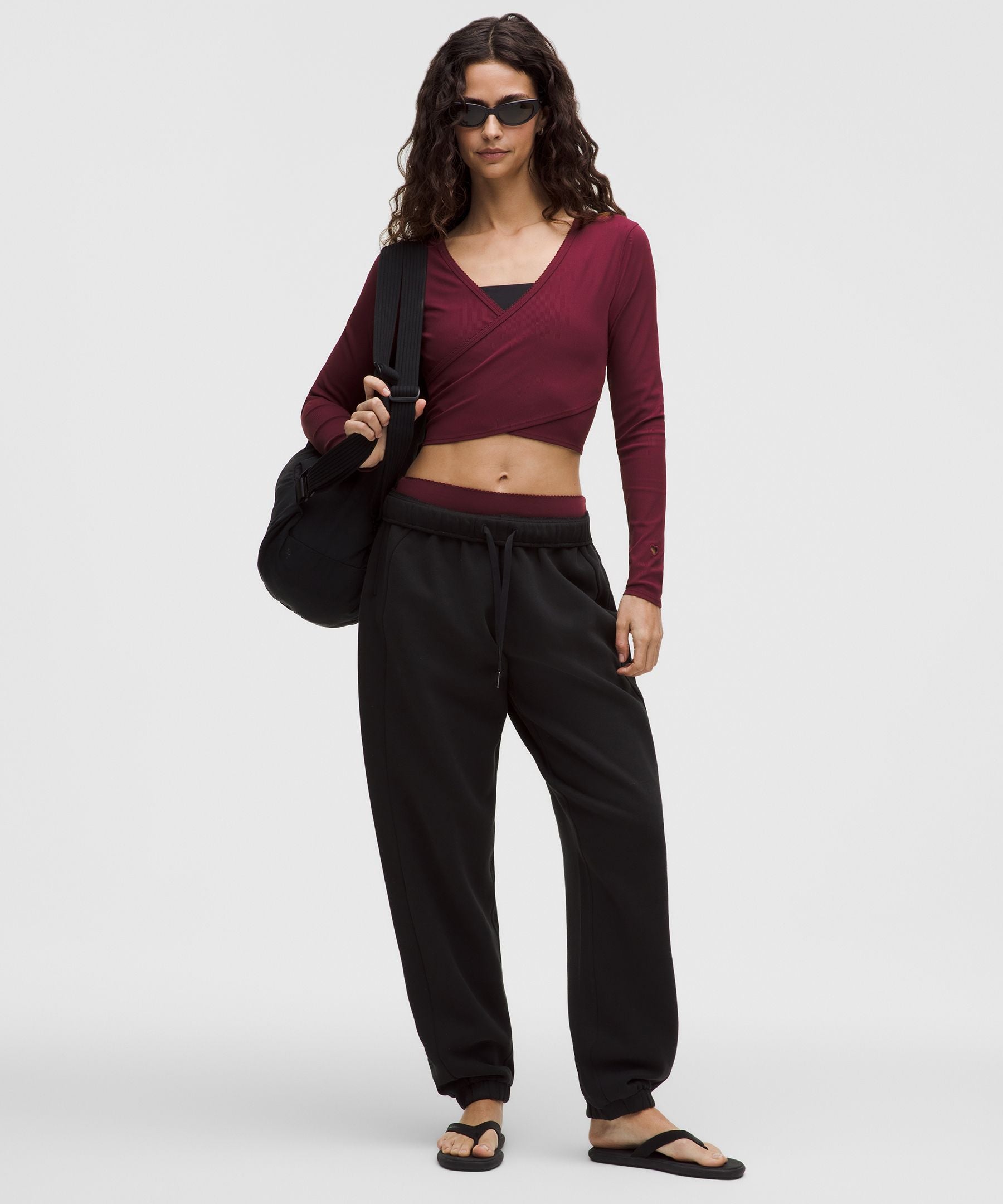 Lululemon Women's Nulu Ribbed Wrap-Front Long-Sleeve Shirt *Heart