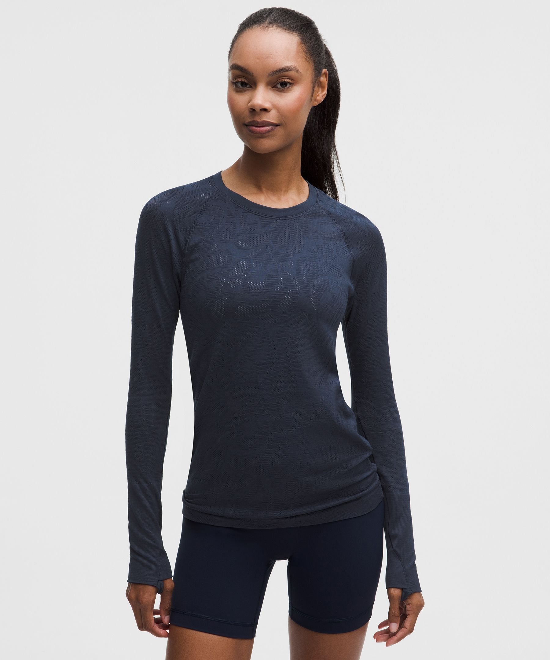 Lululemon Women's Swiftly Tech Long-Sleeve Shirt 2.0 Hip Length *Paisley