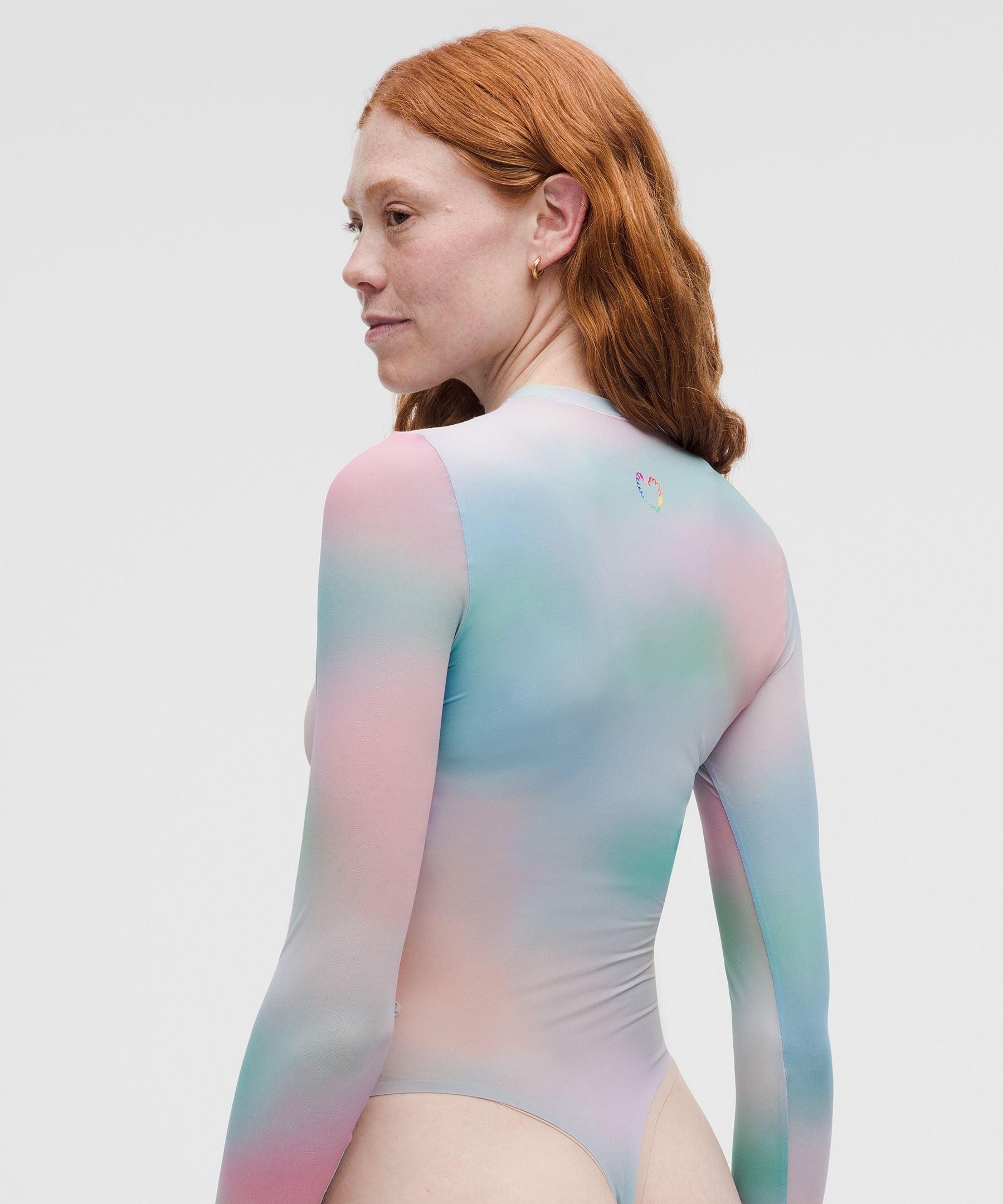 Lululemon Women's Wundermost Ultra-Soft Nulu Mesh Long-Sleeve Crewneck Bodysuit *Pride