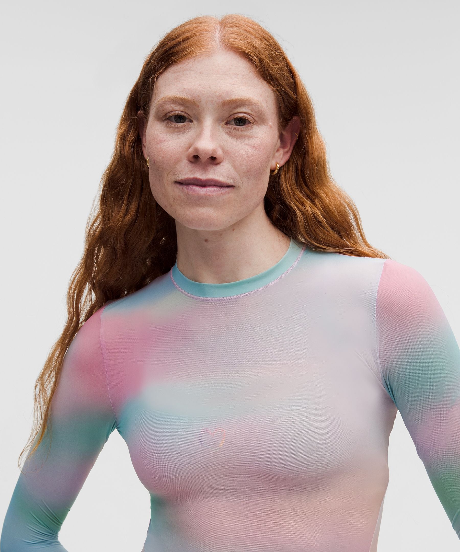 Lululemon Women's Wundermost Ultra-Soft Nulu Mesh Long-Sleeve Crewneck Bodysuit *Pride