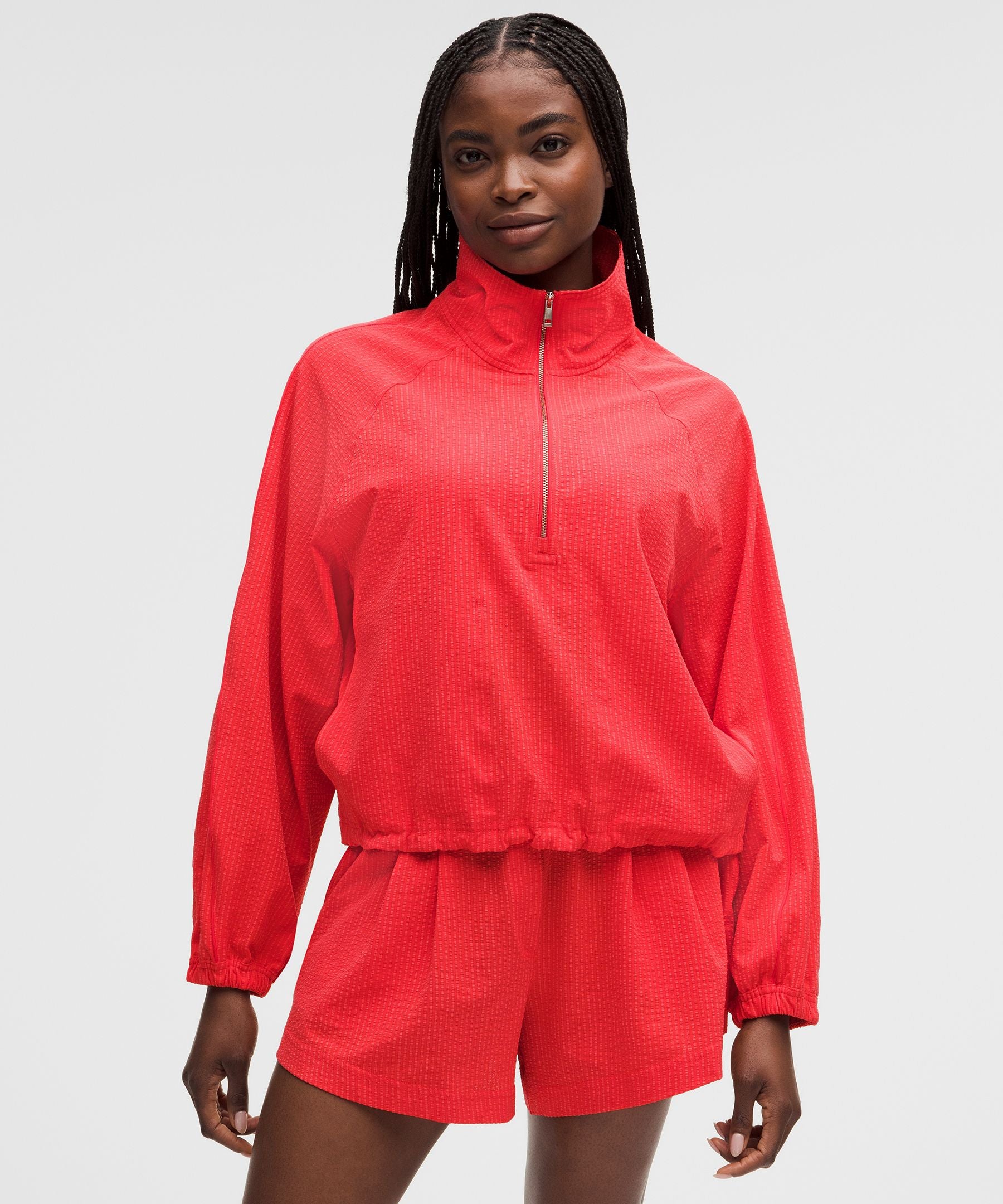 Lululemon Seersucker WovenAir Funnel-Neck Half Zip