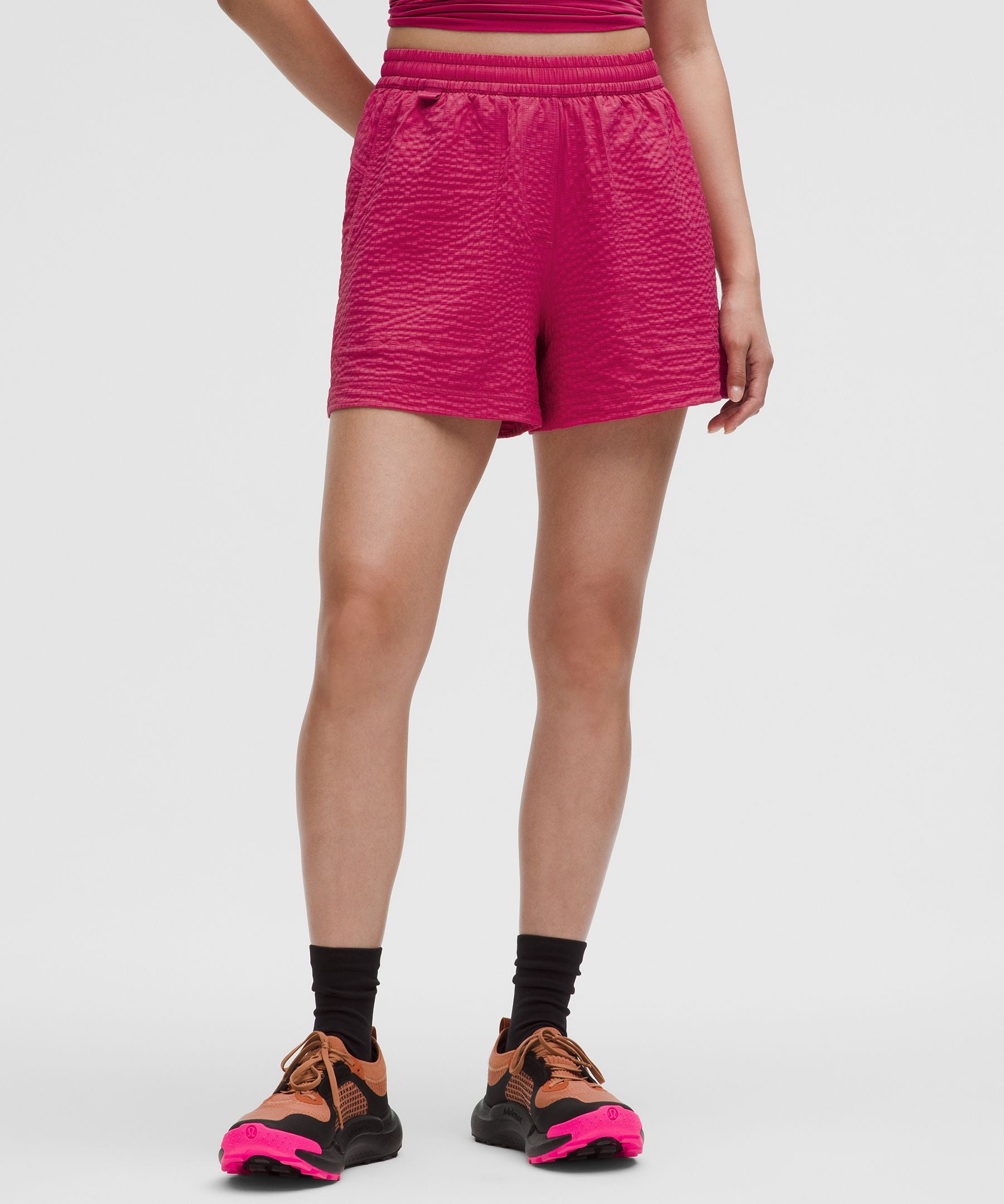 Lululemon Women's Grid-Texture Relaxed High-Rise Hiking Short 4"
