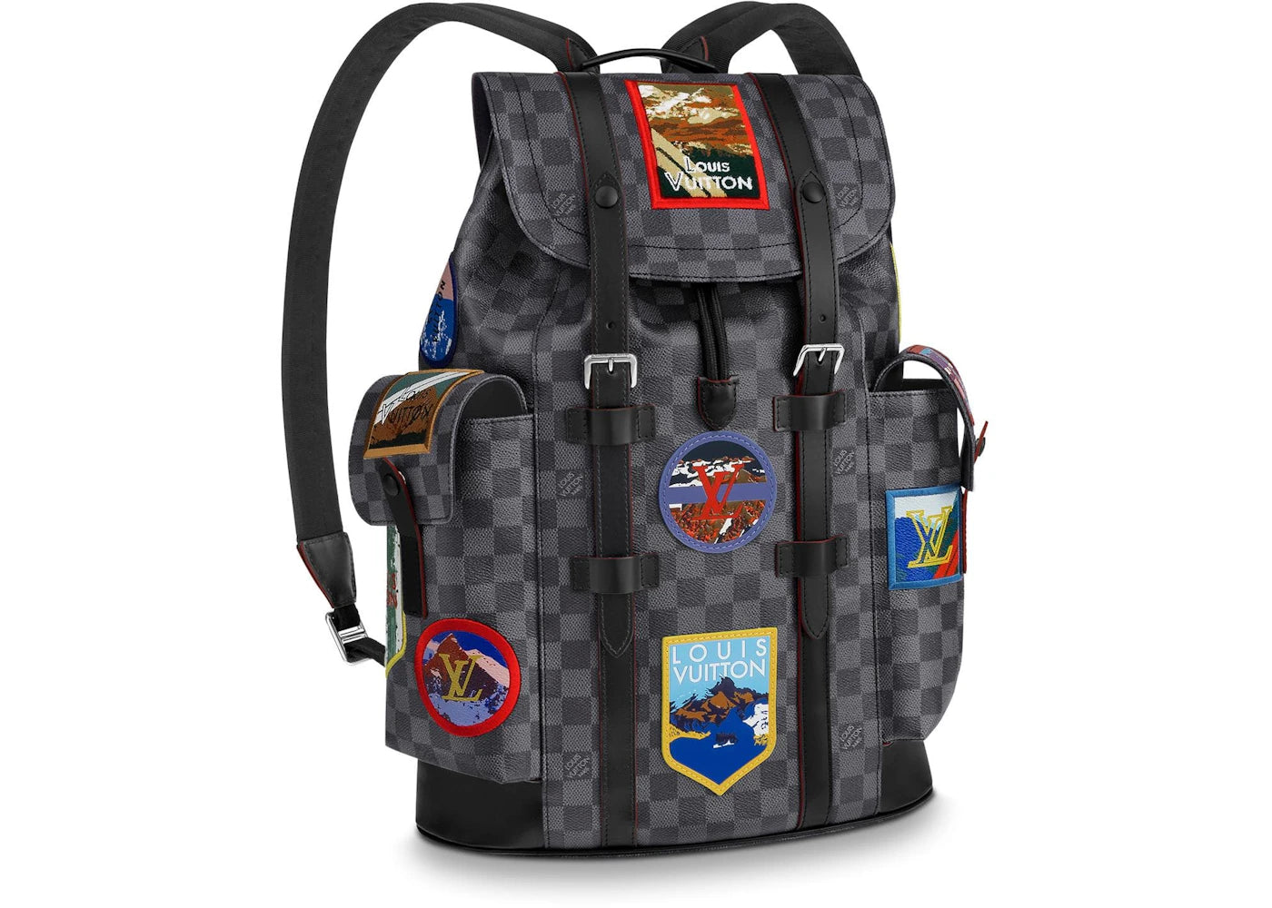 louis vuitton christopher backpack patches Damier Graphite Alps and signature prints enable a unique finish for each piece Louis Vuitton Christopher Backpack Damier