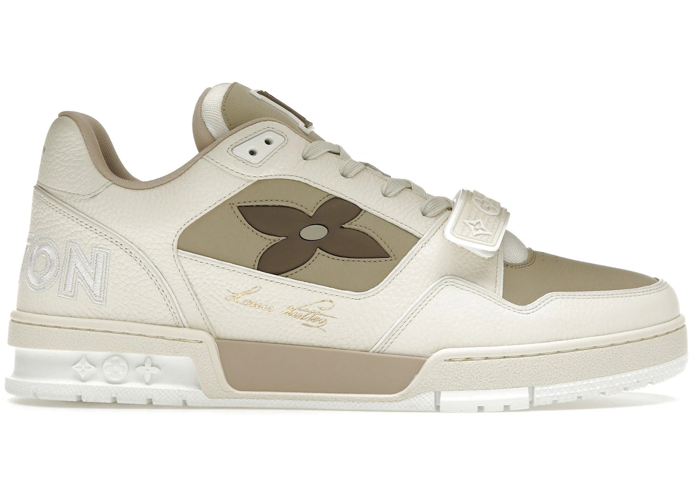 louis vuitton lv trainer monogram flower beige