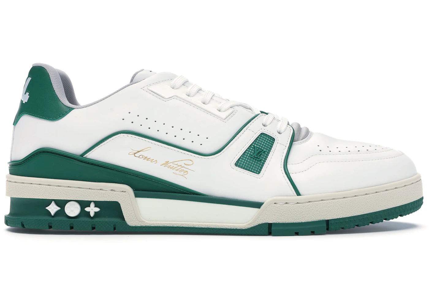 louis vuitton lv trainer sneaker low white green