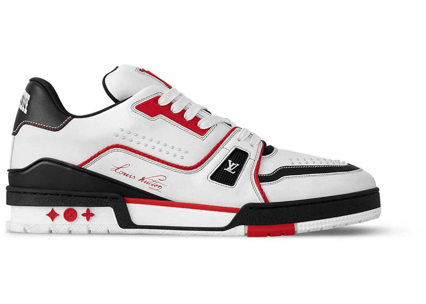 louis vuitton lv trainer white red black