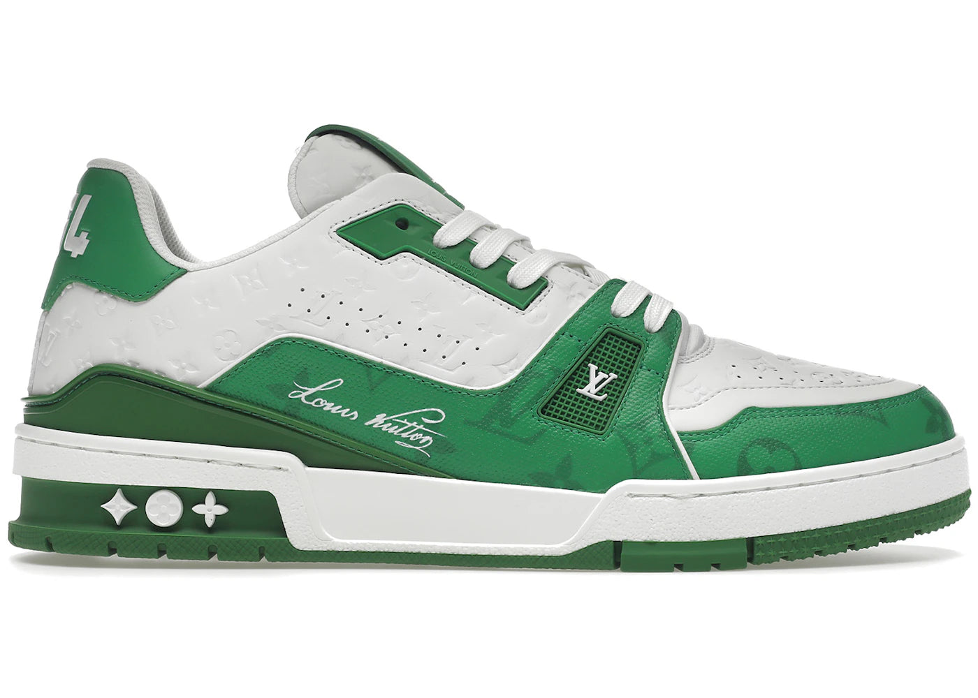 louis vuitton trainer #54 signature green white