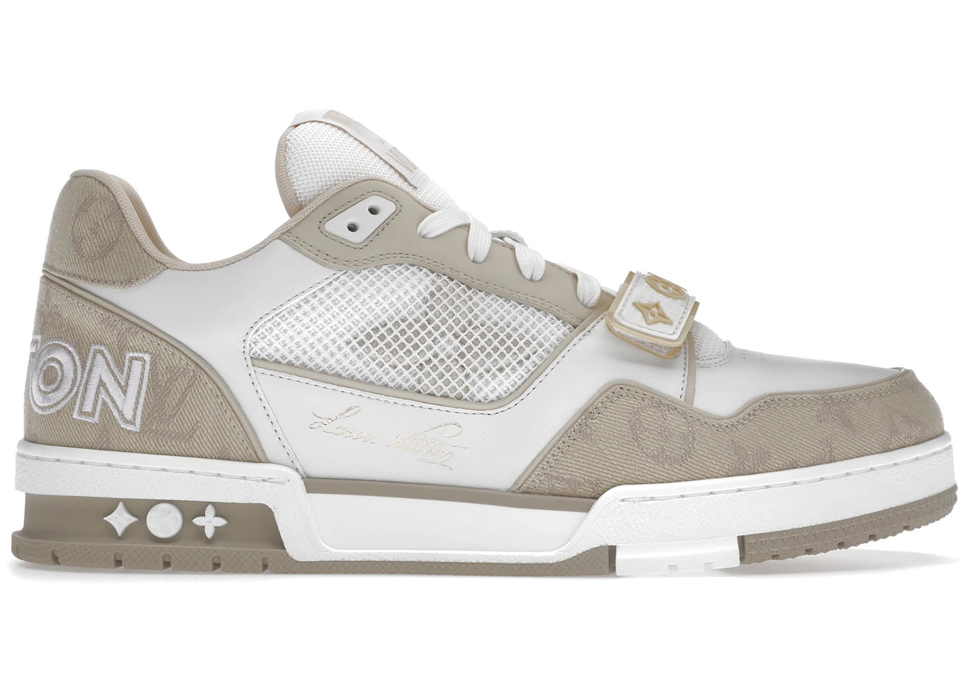 louis vuitton trainer beige white