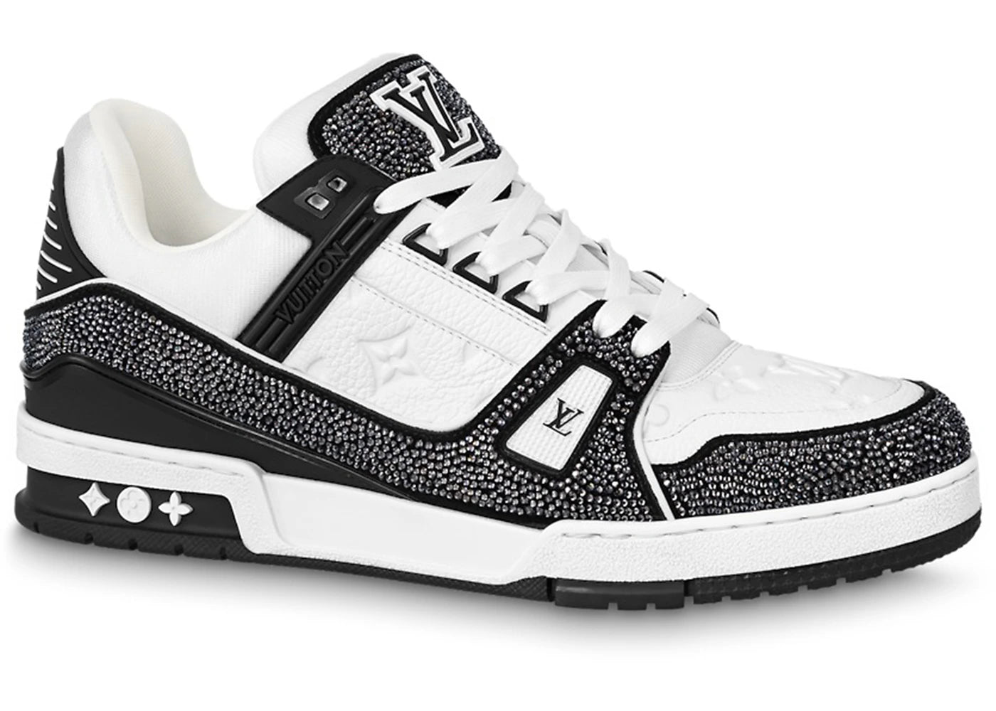 louis vuitton trainer black white swarovski