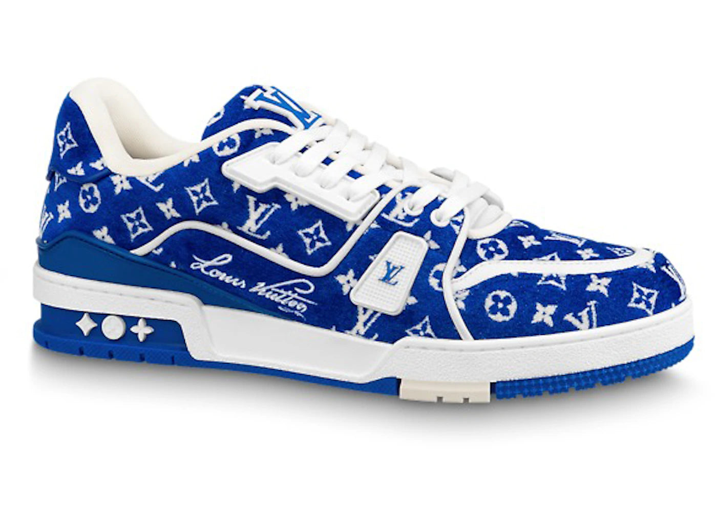 louis vuitton trainer blue monogram textile