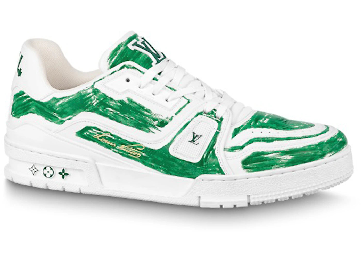 louis vuitton trainer colored-in motif green