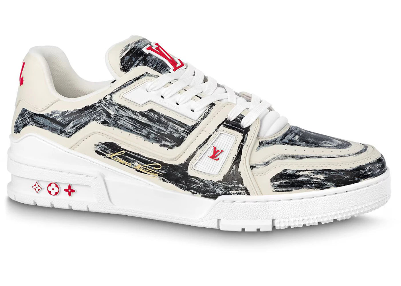 louis vuitton trainer colored in white black
