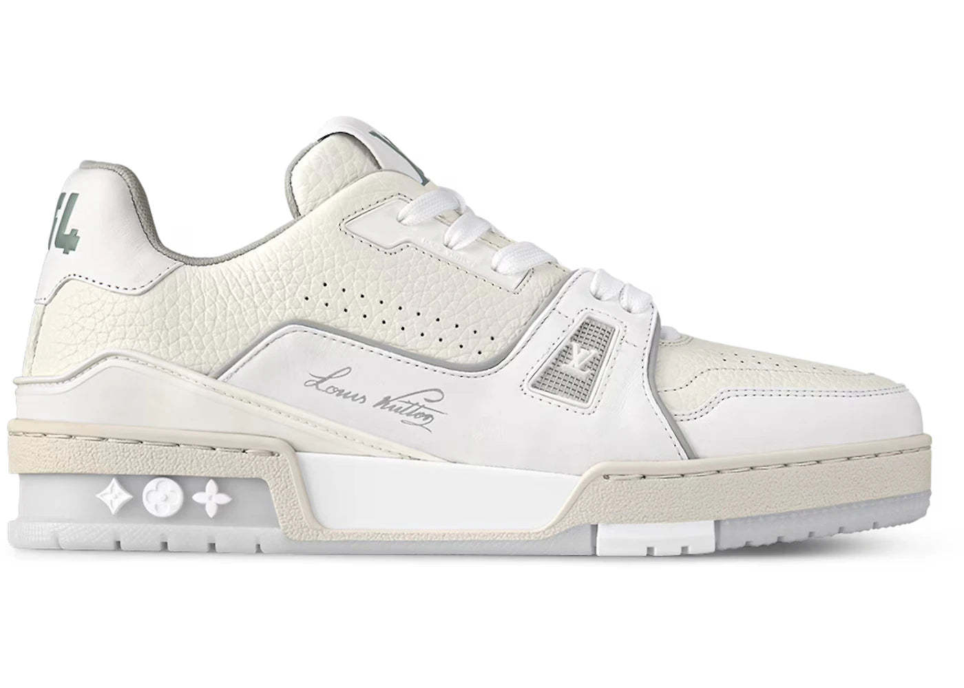 louis vuitton trainer cream white grey signature (women's)