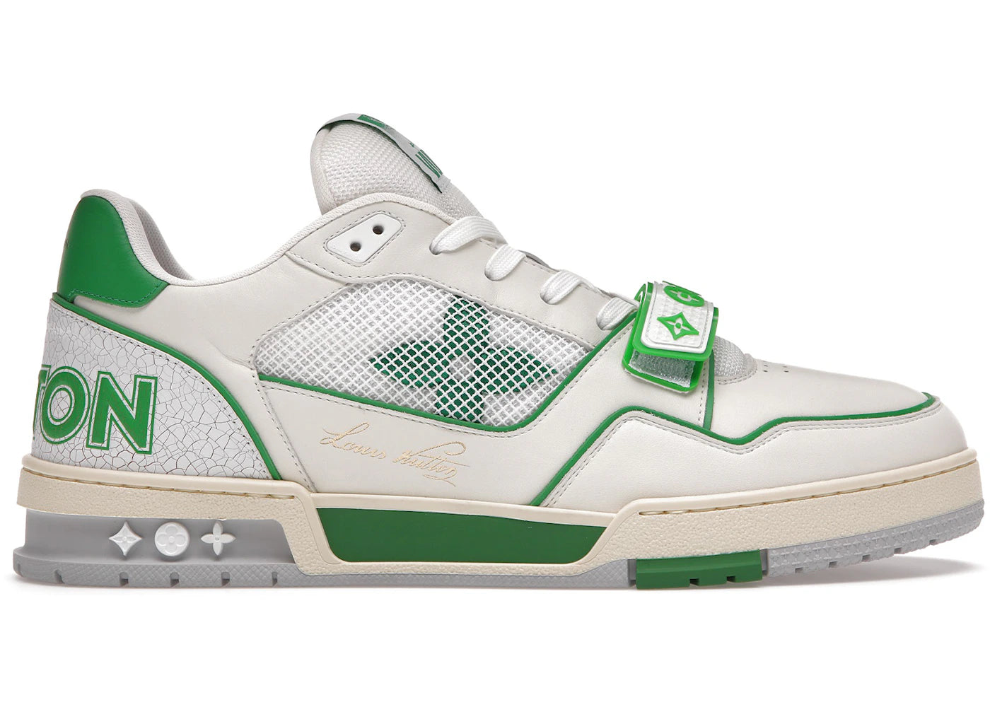 louis vuitton trainer green mesh