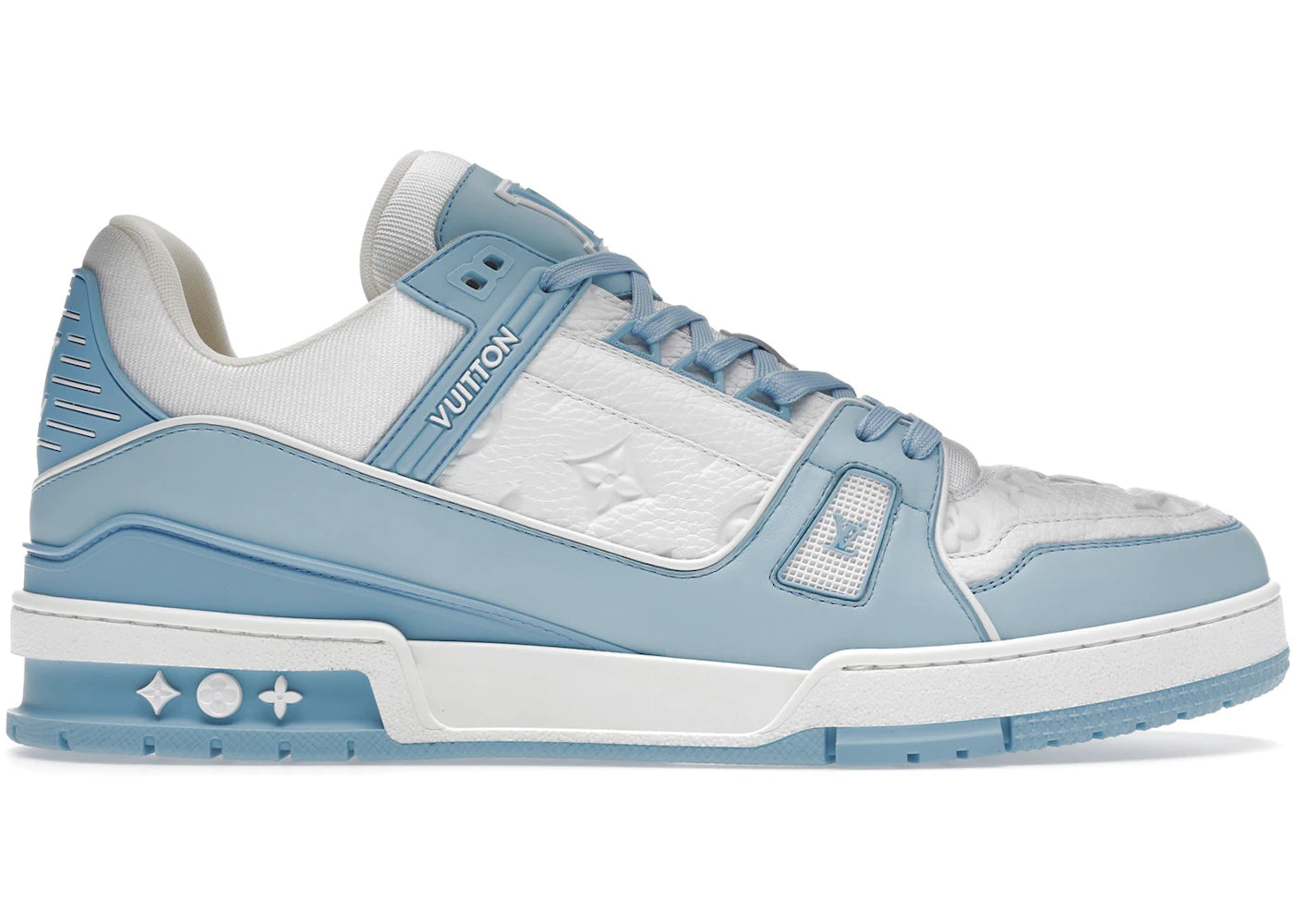 louis vuitton trainer low white sky blue