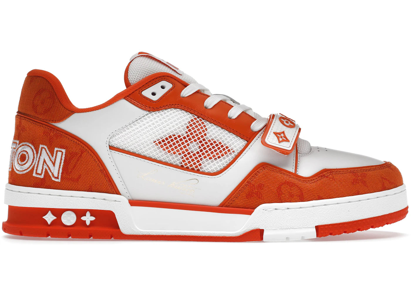 louis vuitton trainer monogram denim orange