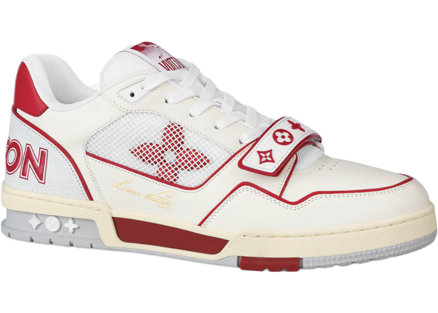 louis vuitton trainer red mesh