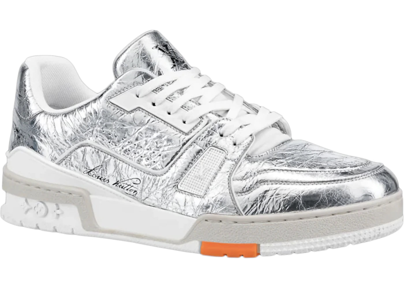 louis vuitton trainer silver