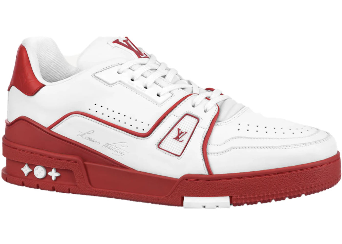 Louis Vuitton Trainer White Red Signature