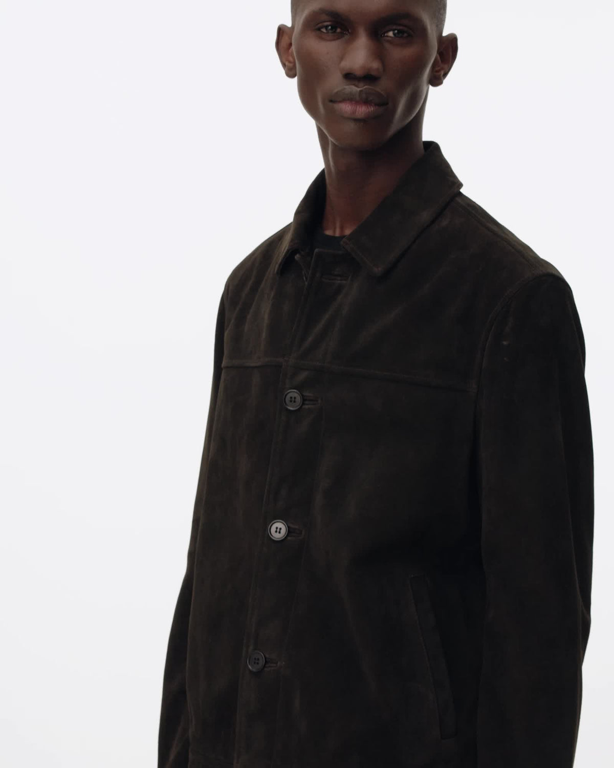 AllSaints Nates Suede Slim Fit Jacket Tanner Black