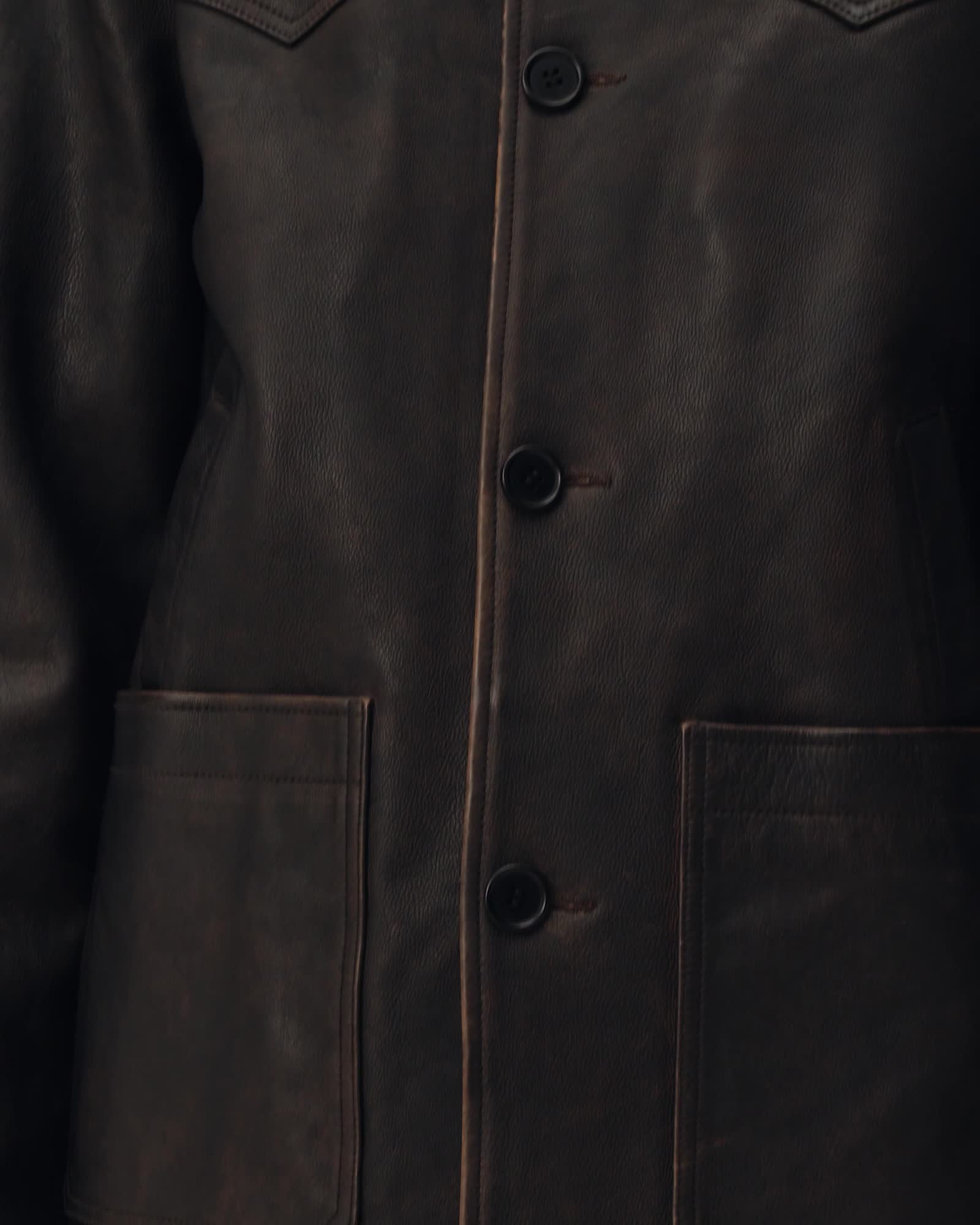AllSaints Hartwell Leather Coat Cognac Brown