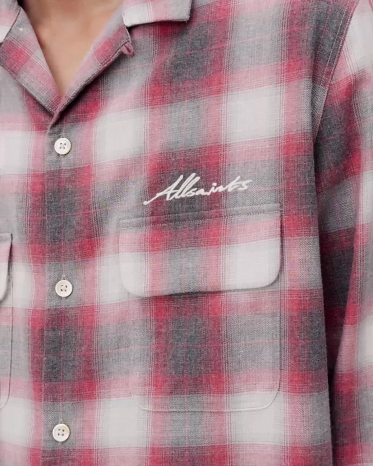 AllSaints Shams Long Sleeve Shirt Claret Red