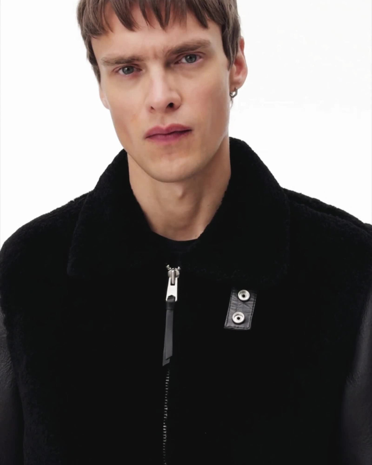 AllSaints Conyer Shearling Pilot Jacket Black