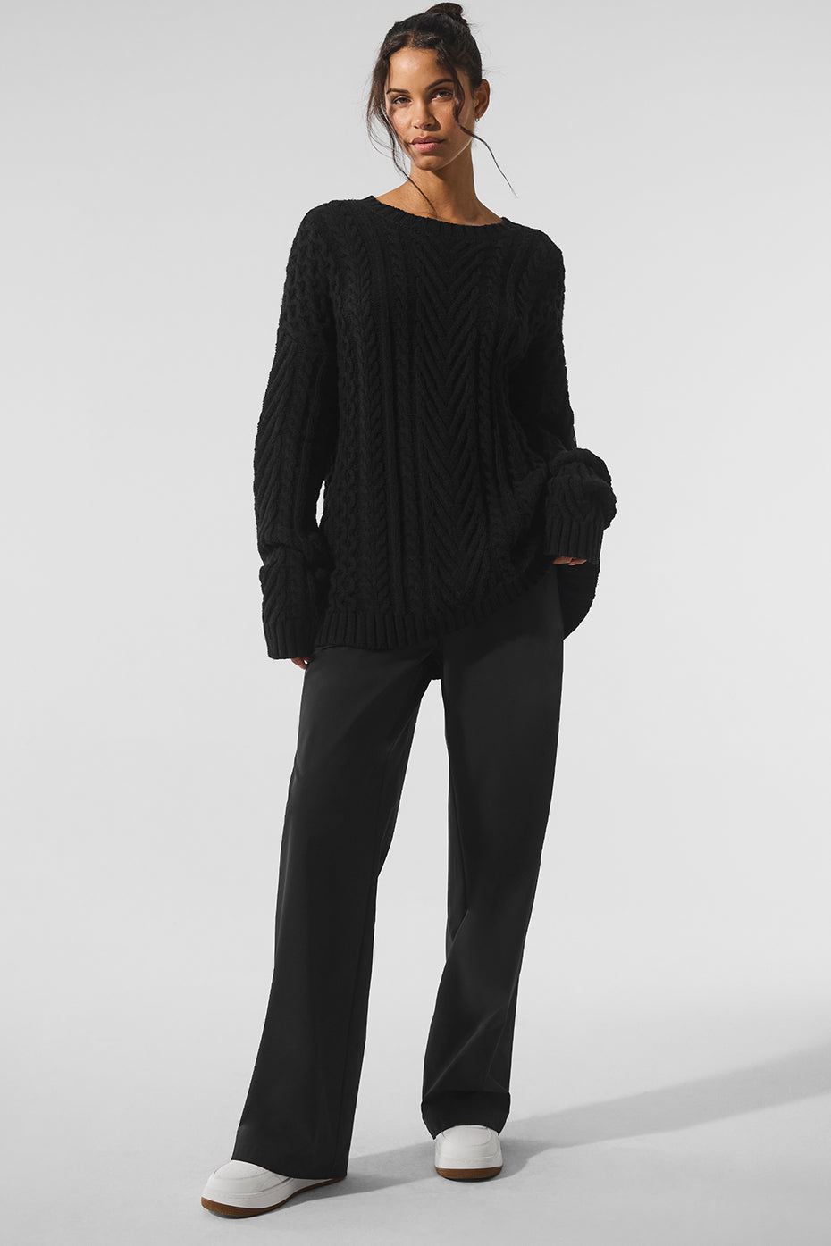 Alo Yoga Women'S Cable Knit Crew Neck Sweater