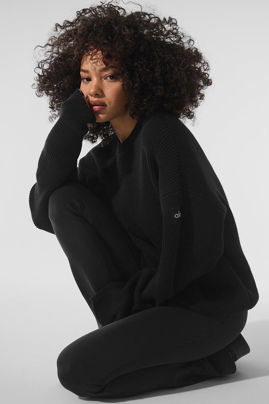 Alo Yoga Women'S Domain Rib Knit Crew Sweater