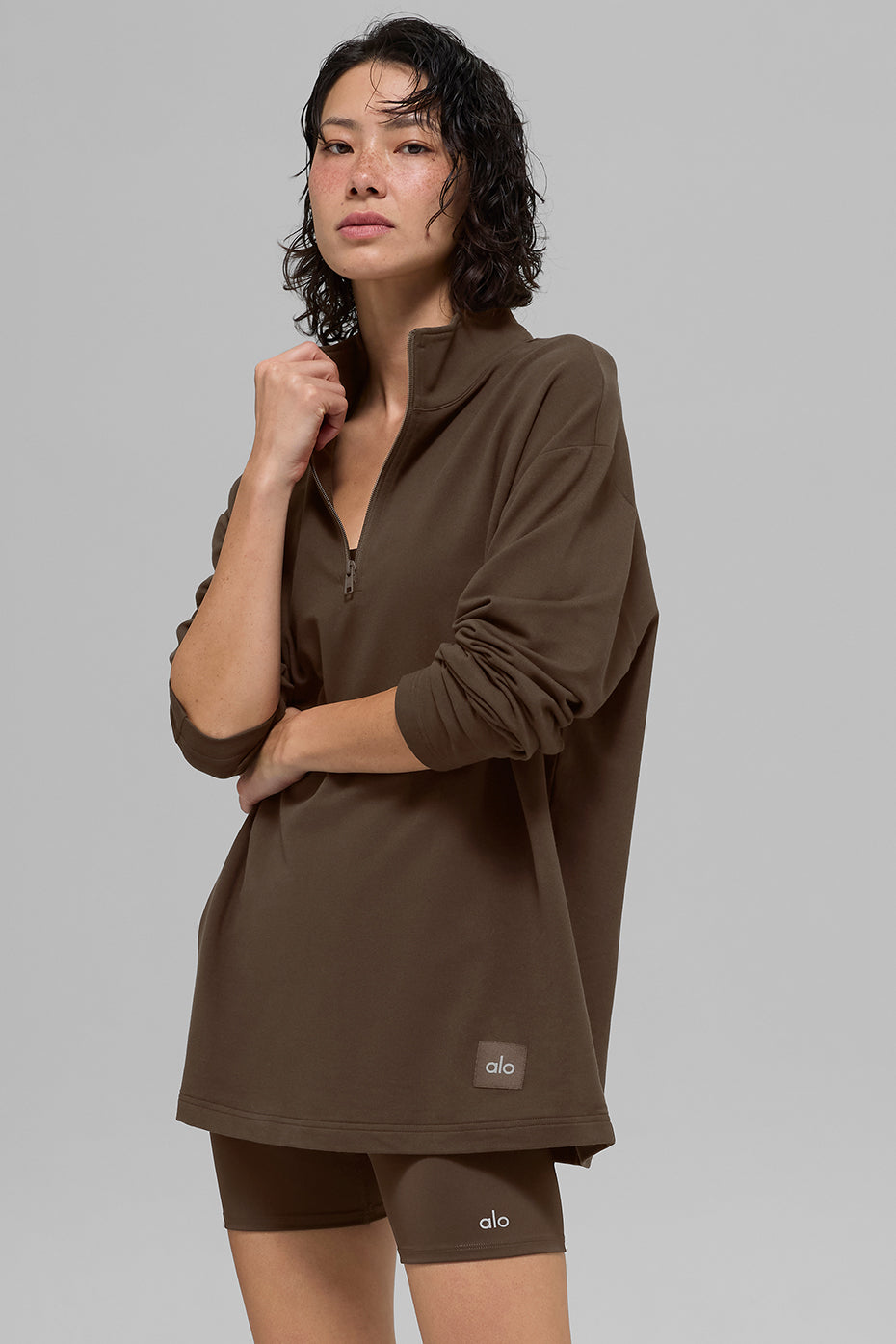 Alo Yoga Women'S Double Take Long Sleeve 1/4 Zip