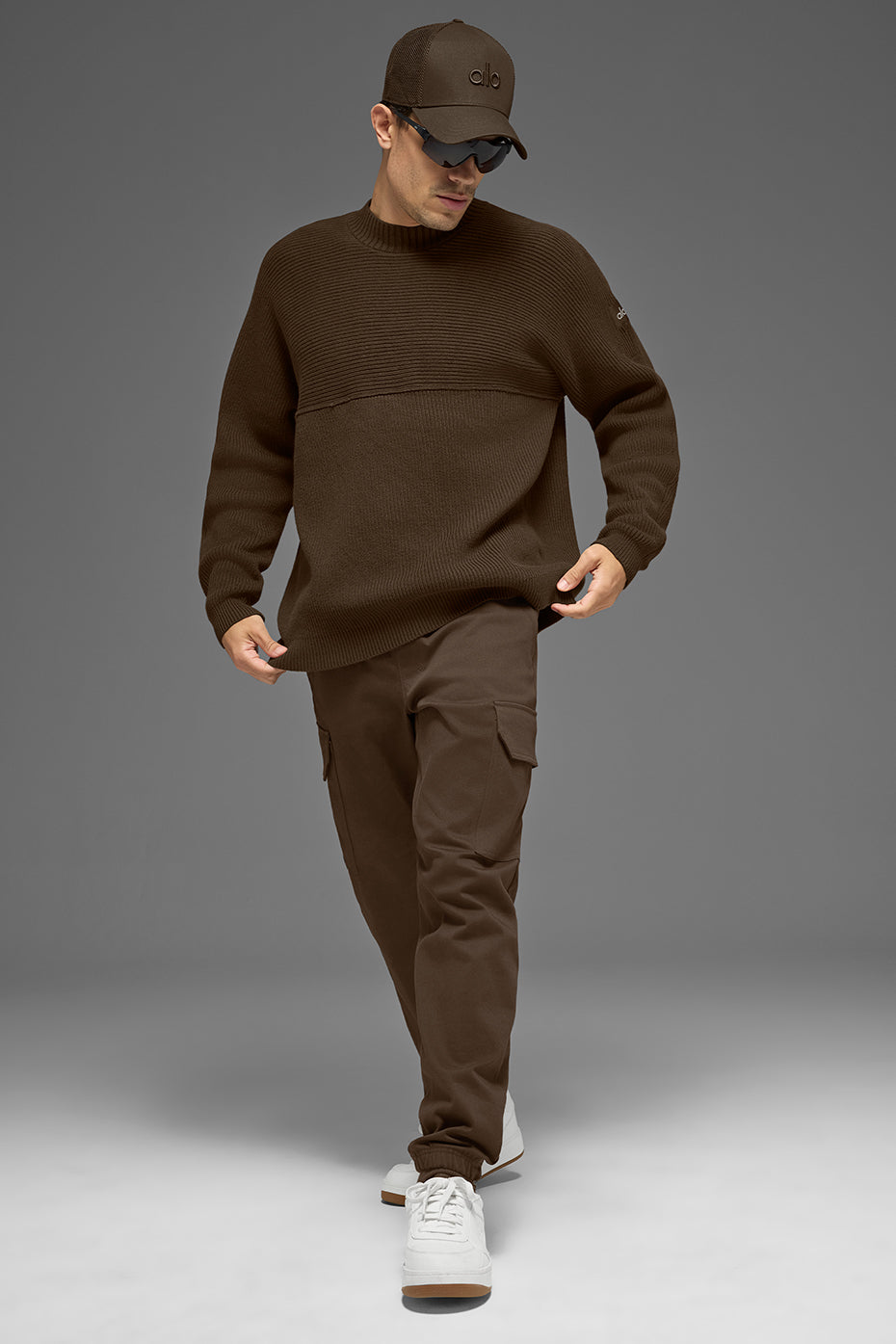 Alo Yoga Domain Shift Rib Knit Sweater Crew