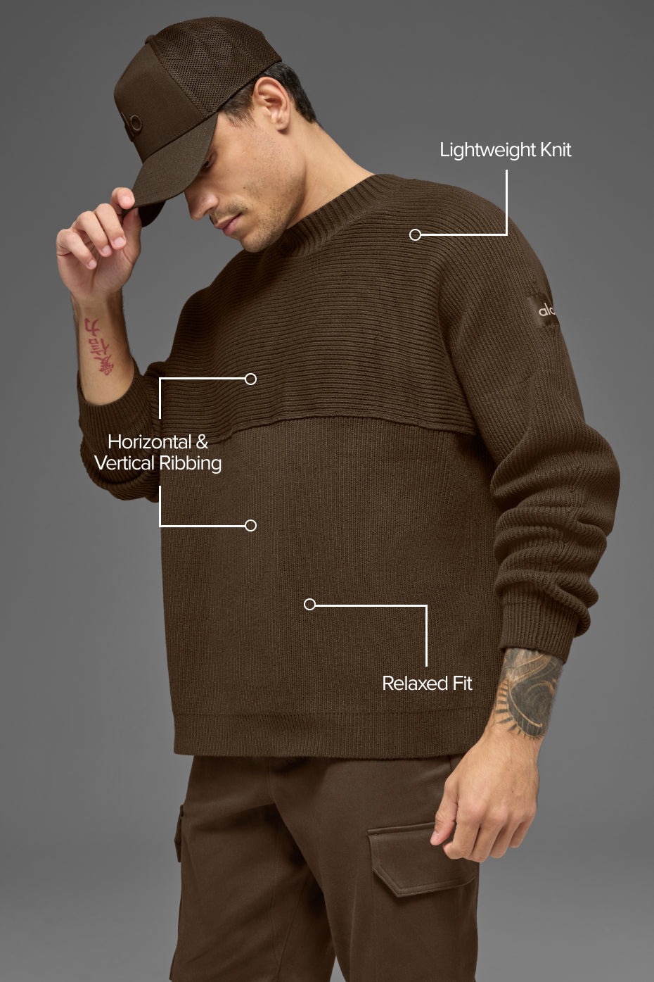 Alo Yoga Domain Shift Rib Knit Sweater Crew