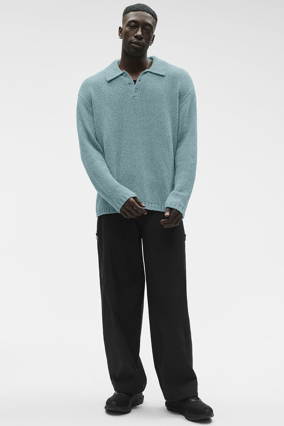 Alo Yoga Textured Knit Long Sleeve Polo