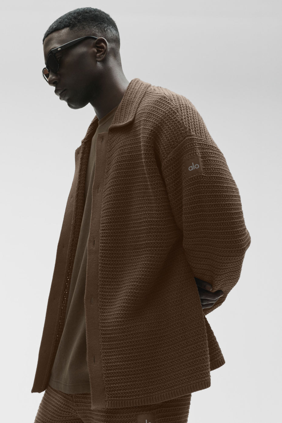 Alo Yoga Shift Knit Button Up Long Sleeve