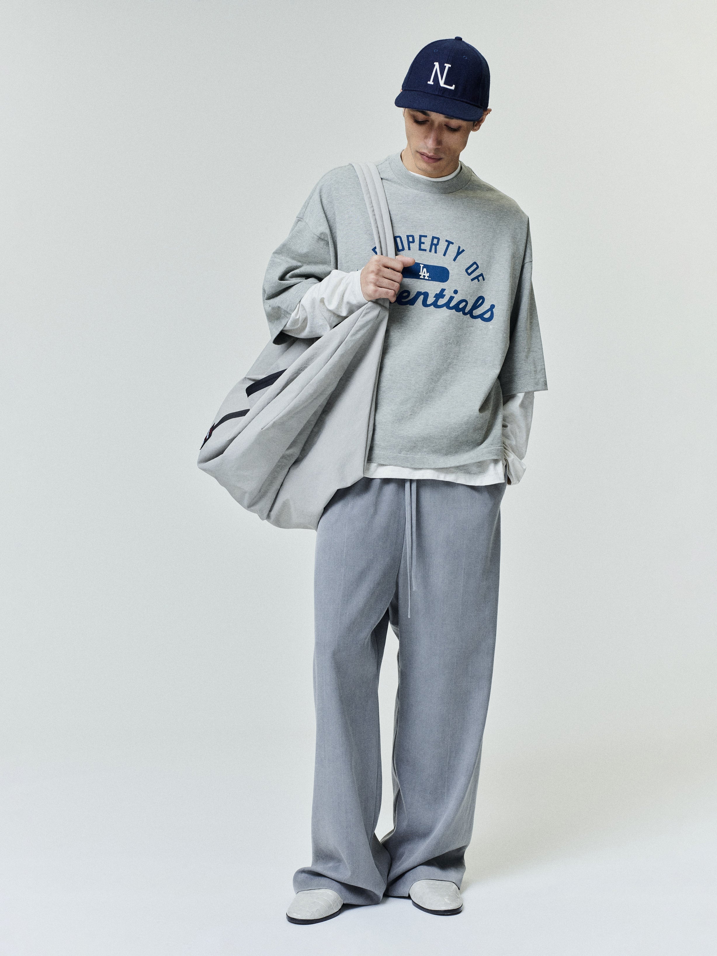 Essentials Dodgers Merch Tee Concrete Heather