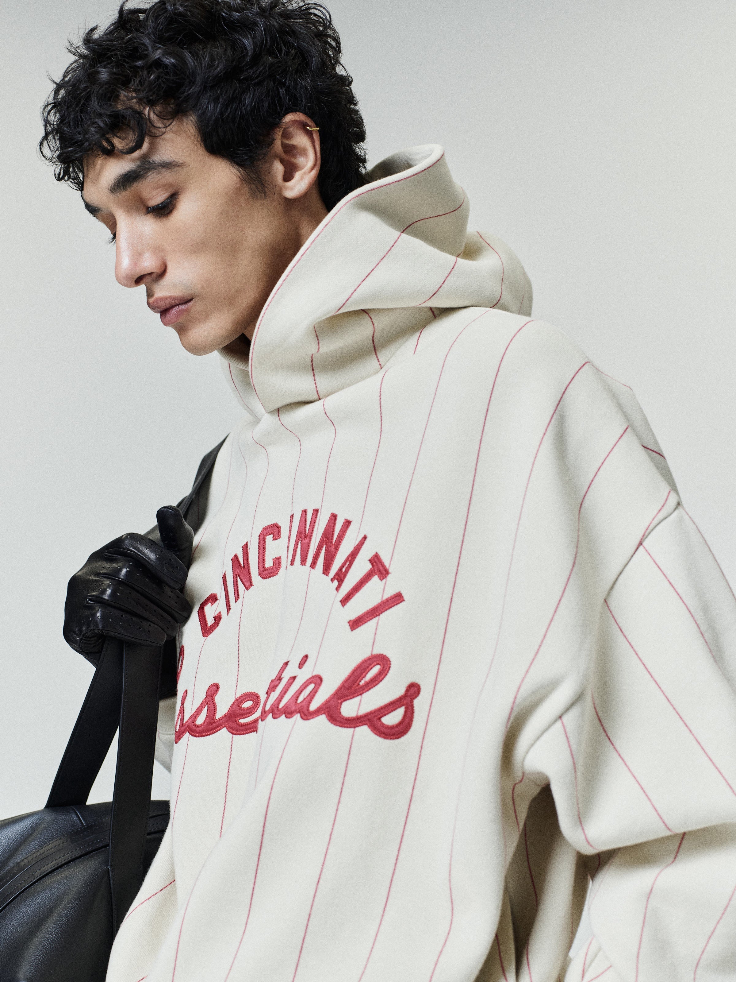 Essentials Reds Sport Hoodie Oat W Red Pinstripes