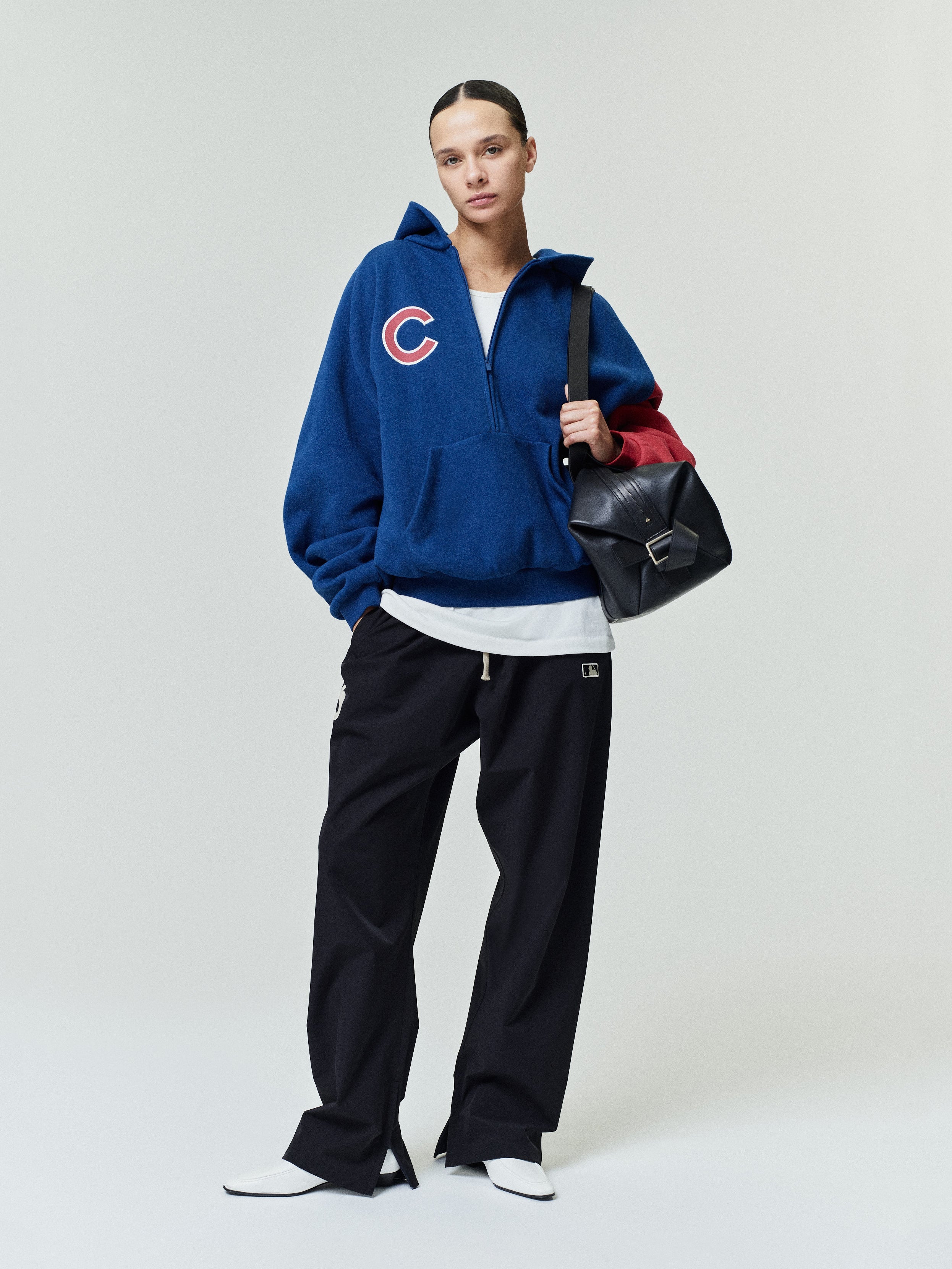 Essentials Cubs Raglan Half Zip Sport Hoodie Estate Blue/ Stone Red