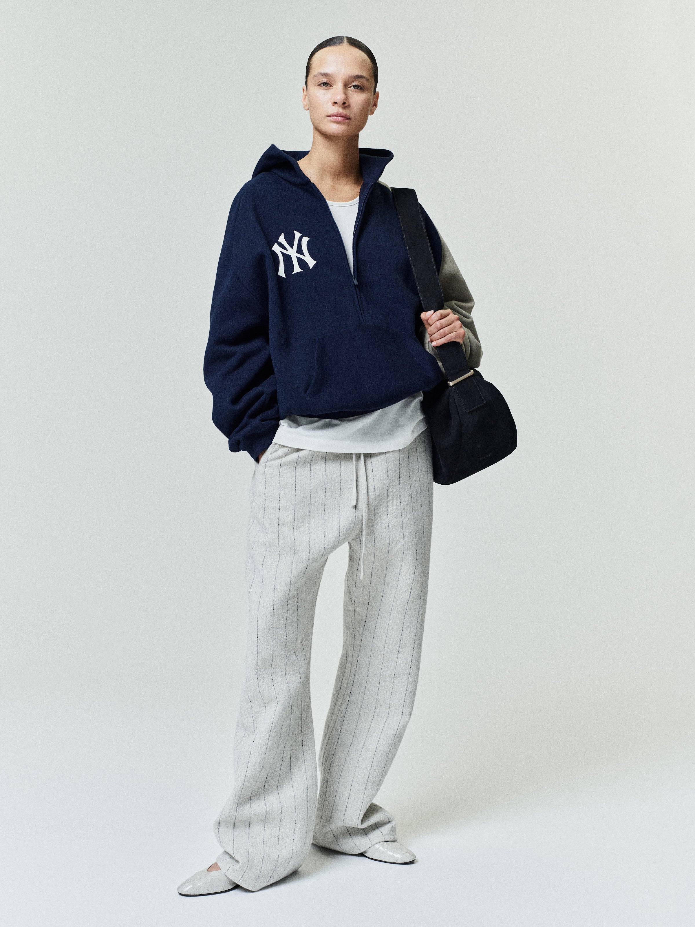 Essentials Yankees Raglan Half Zip Sport Hoodie Dark Sapphire/ Overland