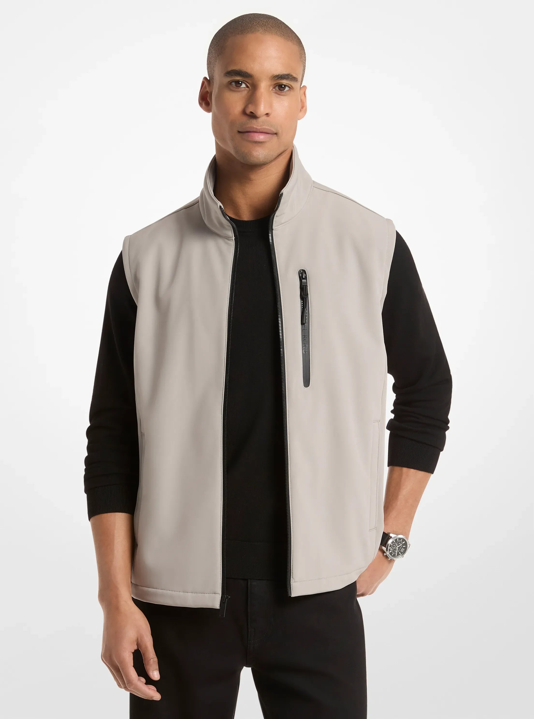 Michael Kors Zip-Up Vest PEARL GREY