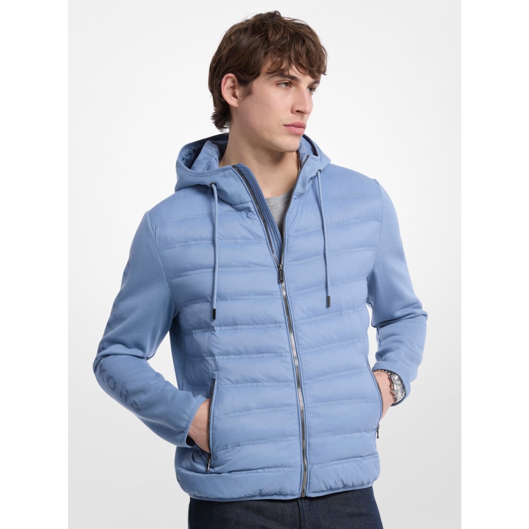 Michael Kors Galway Quilted Mixed-Media Jacket CHAMBRAY